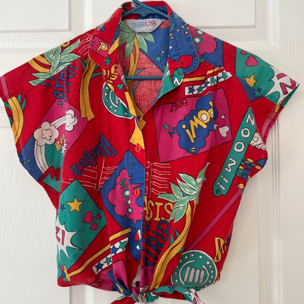 Vintage Casino Camp Style Crop Top